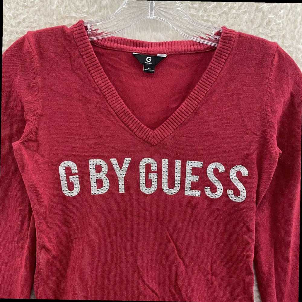 Guess Small Size XS S Red Logo Spellout Studded L… - image 3