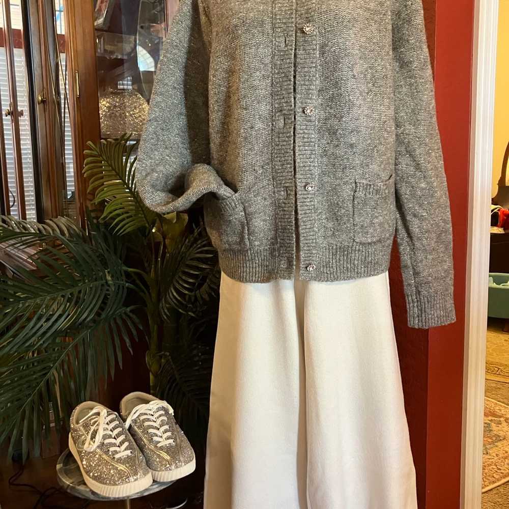 J.CREW GREY SILVER SPARKLE CARDIGAN - image 1