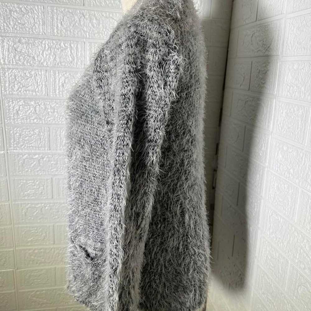 H&M Fluffy Knit Cardigan (L-XL) Gray Fluffy Shaggy - image 10