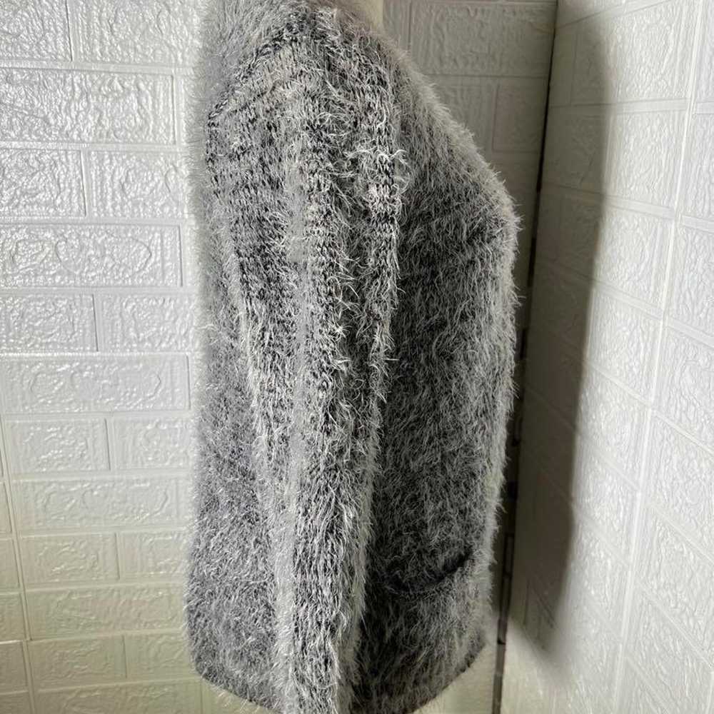 H&M Fluffy Knit Cardigan (L-XL) Gray Fluffy Shaggy - image 12