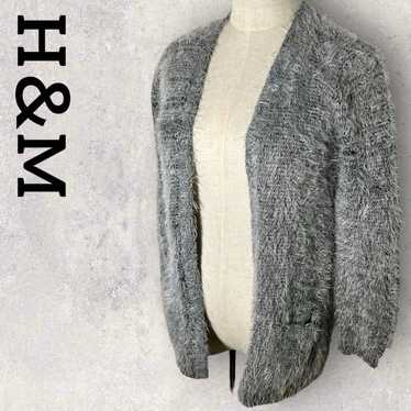 H&M Fluffy Knit Cardigan (L-XL) Gray Fluffy Shaggy