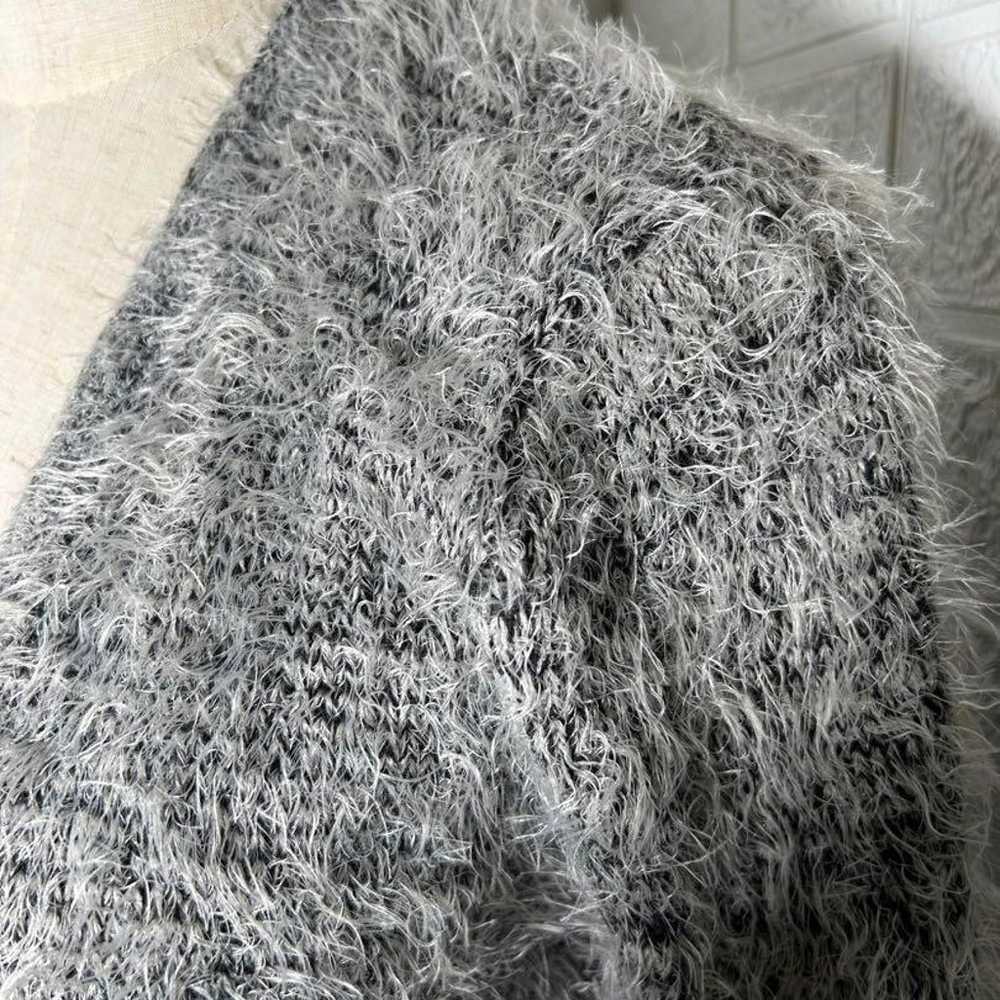 H&M Fluffy Knit Cardigan (L-XL) Gray Fluffy Shaggy - image 3