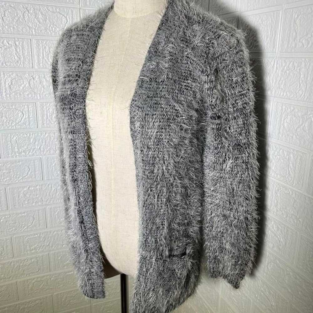 H&M Fluffy Knit Cardigan (L-XL) Gray Fluffy Shaggy - image 4