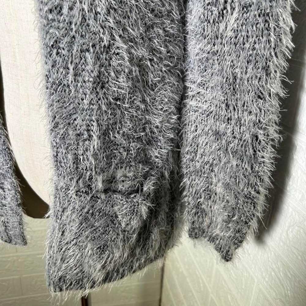 H&M Fluffy Knit Cardigan (L-XL) Gray Fluffy Shaggy - image 6