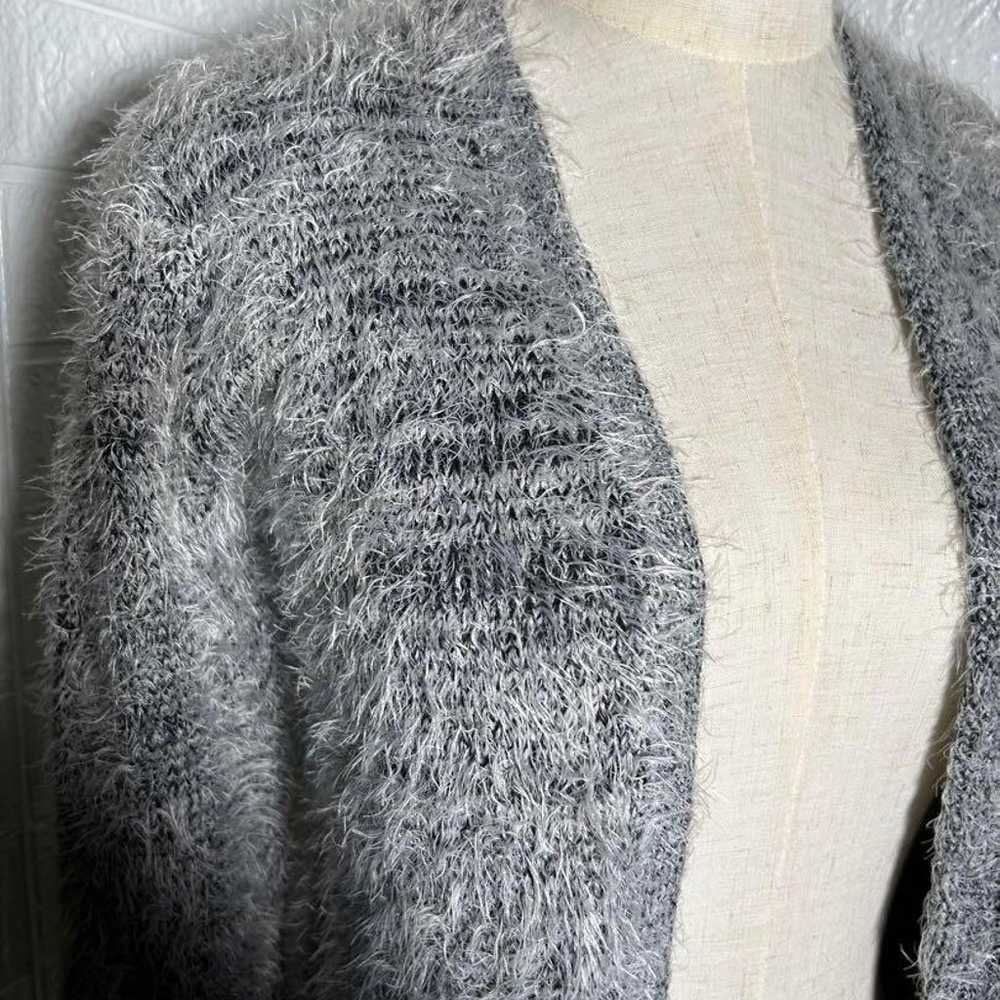 H&M Fluffy Knit Cardigan (L-XL) Gray Fluffy Shaggy - image 7