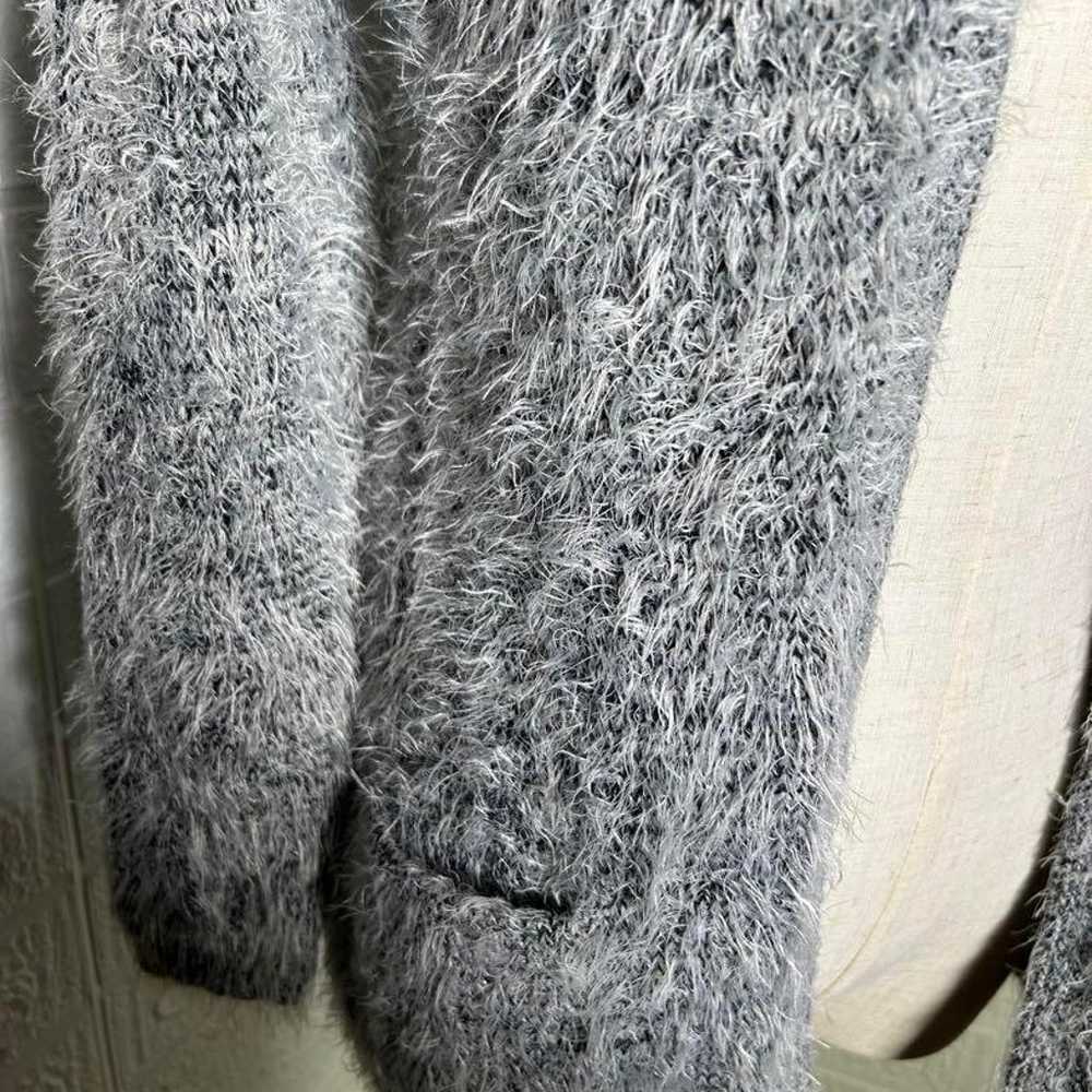 H&M Fluffy Knit Cardigan (L-XL) Gray Fluffy Shaggy - image 8