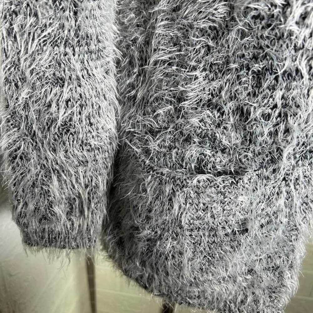 H&M Fluffy Knit Cardigan (L-XL) Gray Fluffy Shaggy - image 9