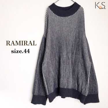 ☆A9-005 Lamiral Knit 44 Navy Loose Drop-Shoulder … - image 1