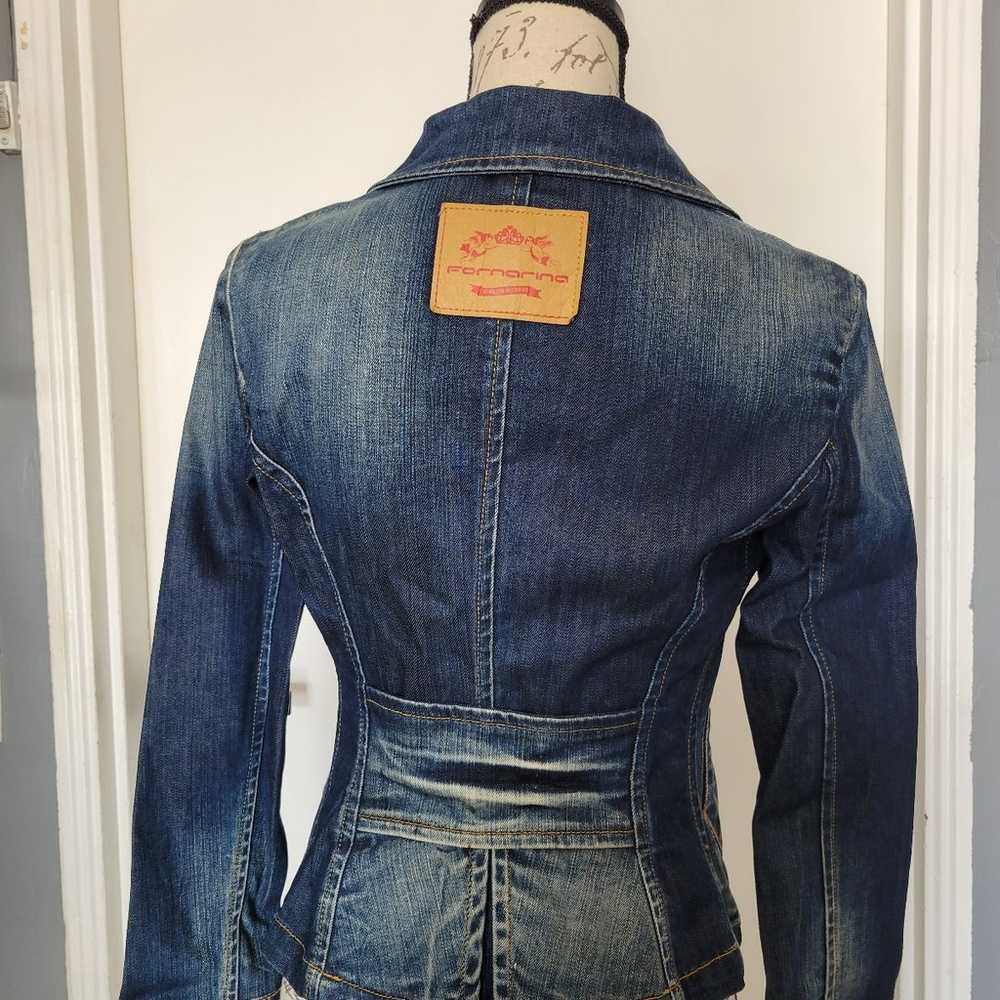 RARE Vintage Early 2000 Fornarina Denim Blazer Ja… - image 5