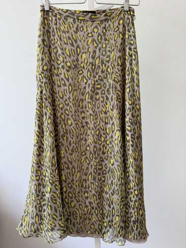 Theory Leopard print silk midi skirt