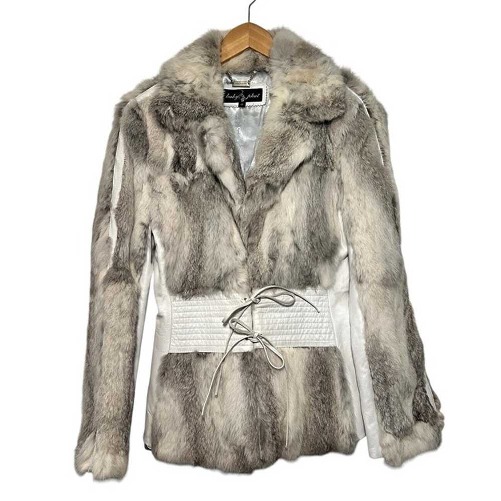 Vintage Baby Phat Fur & Leather Jacket Small Whit… - image 1