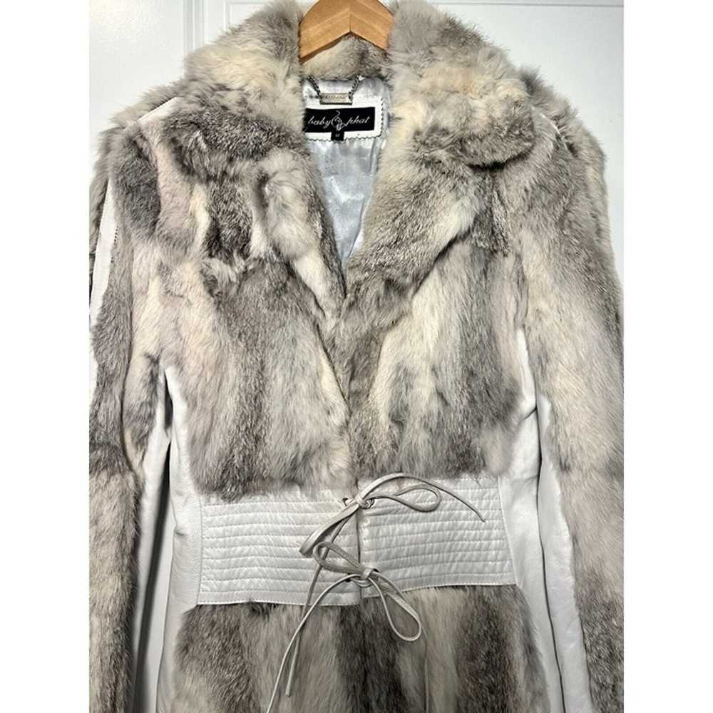 Vintage Baby Phat Fur & Leather Jacket Small Whit… - image 9