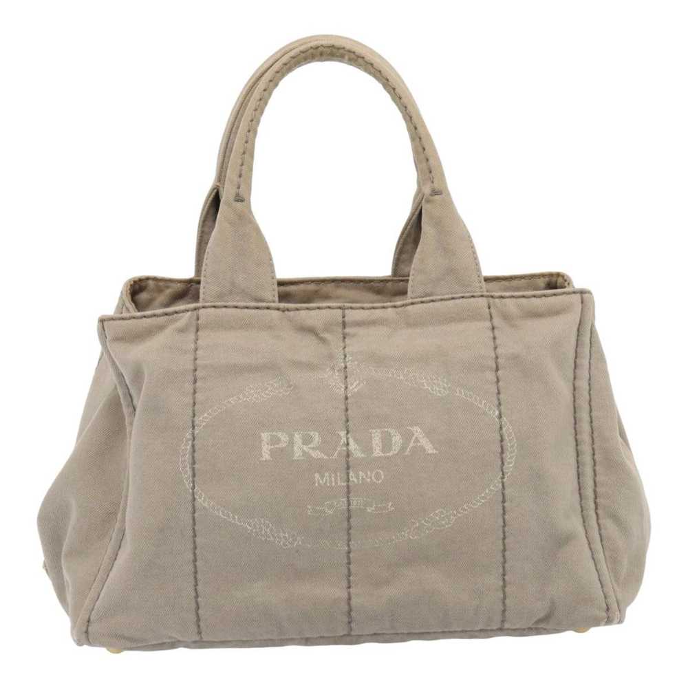 Prada PRADA Canapa MM Hand Bag Canvas Gray Auth c… - image 12