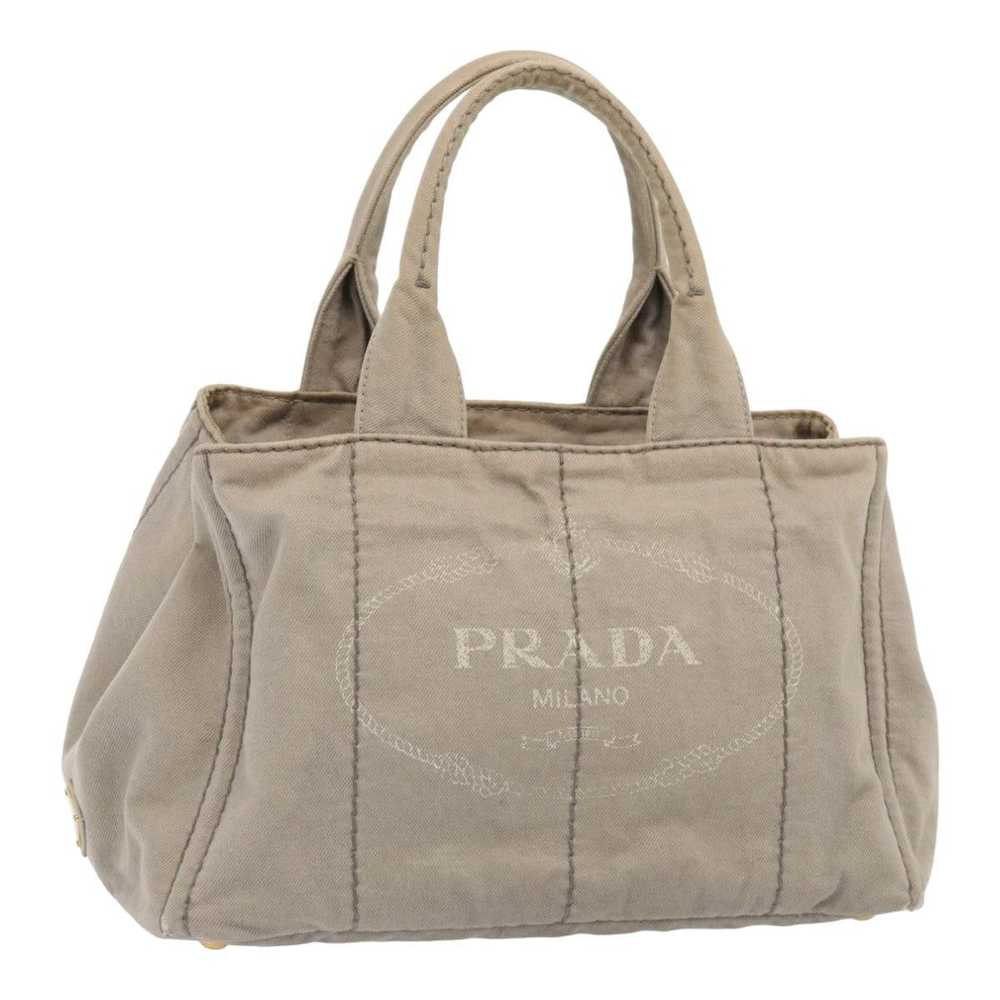 Prada PRADA Canapa MM Hand Bag Canvas Gray Auth c… - image 1