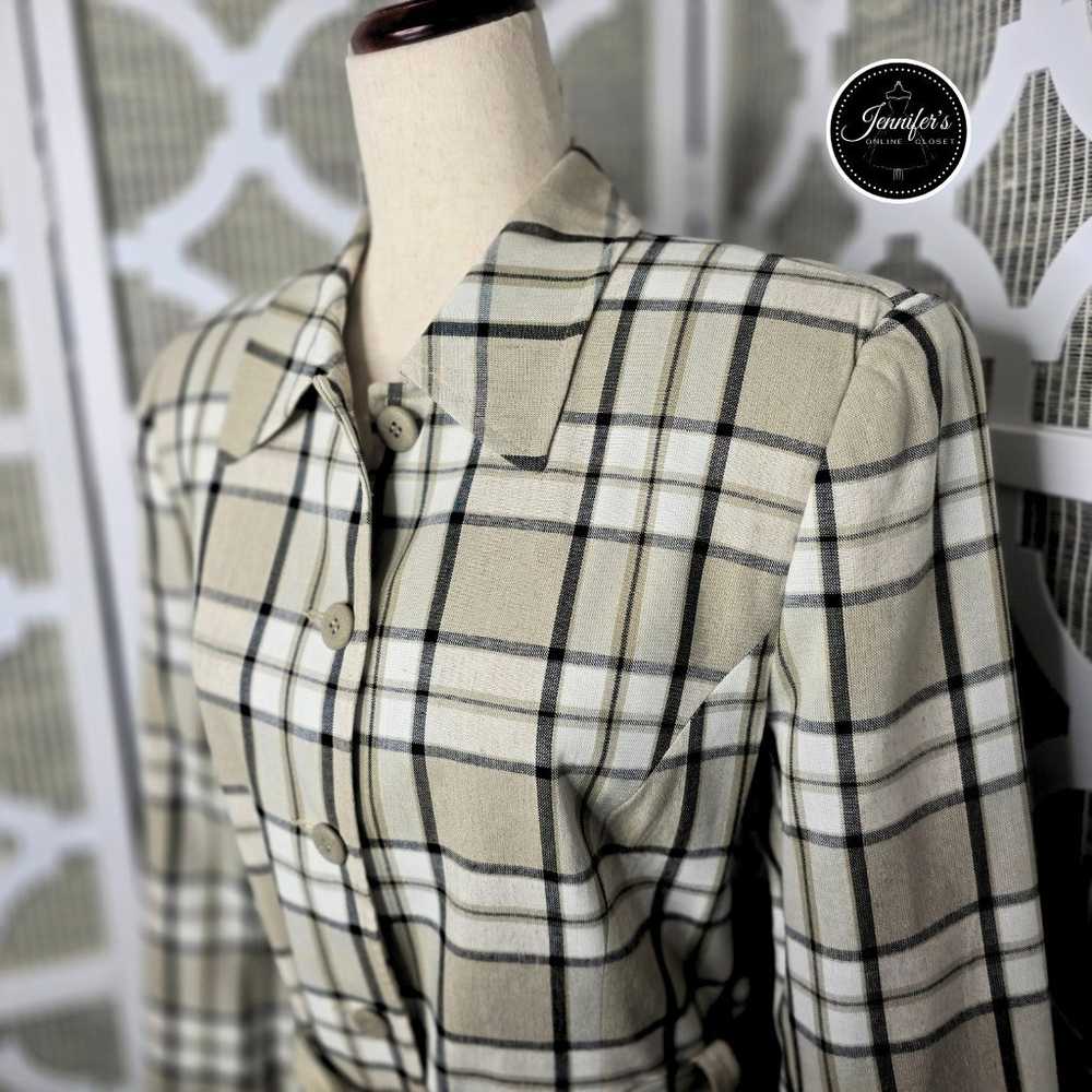 Andrea Viccaro Vintage Tan & Black Rayon Plaid Be… - image 2