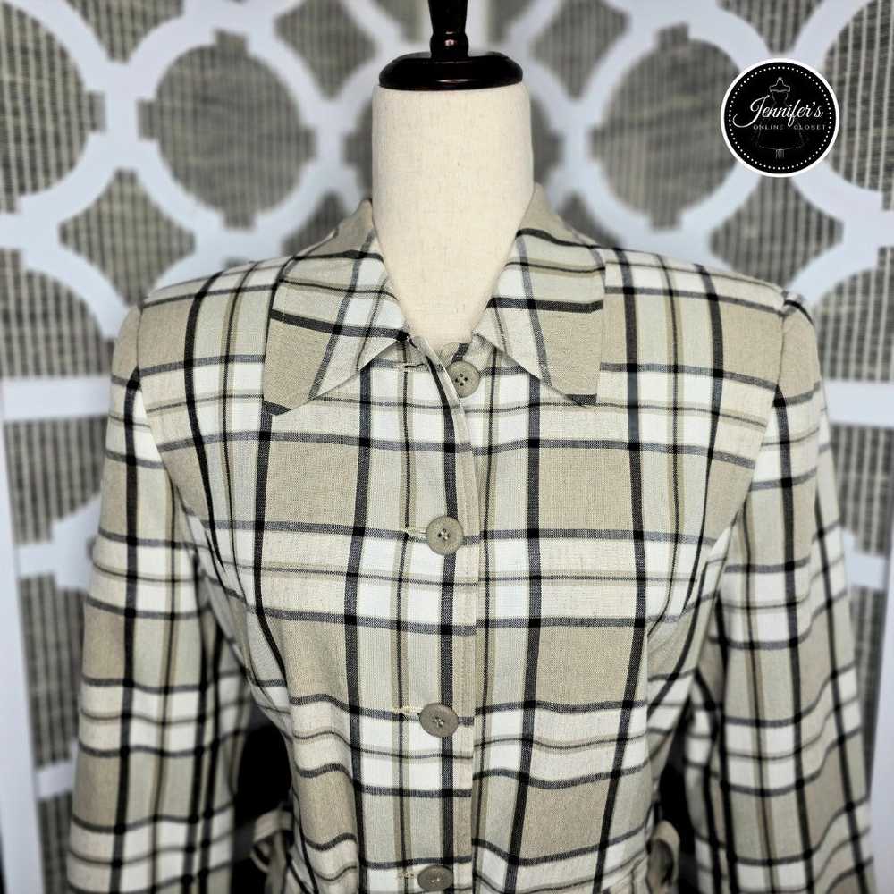 Andrea Viccaro Vintage Tan & Black Rayon Plaid Be… - image 3