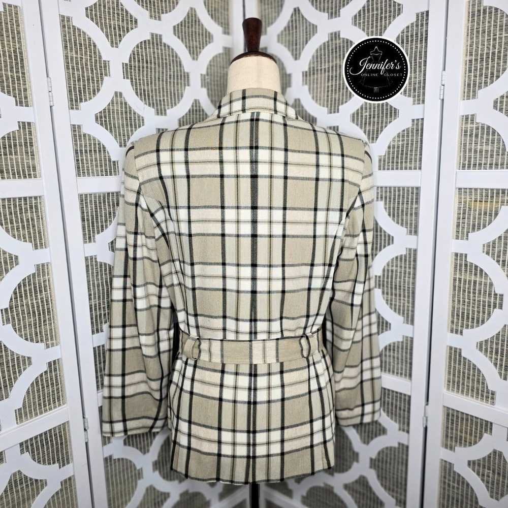 Andrea Viccaro Vintage Tan & Black Rayon Plaid Be… - image 7