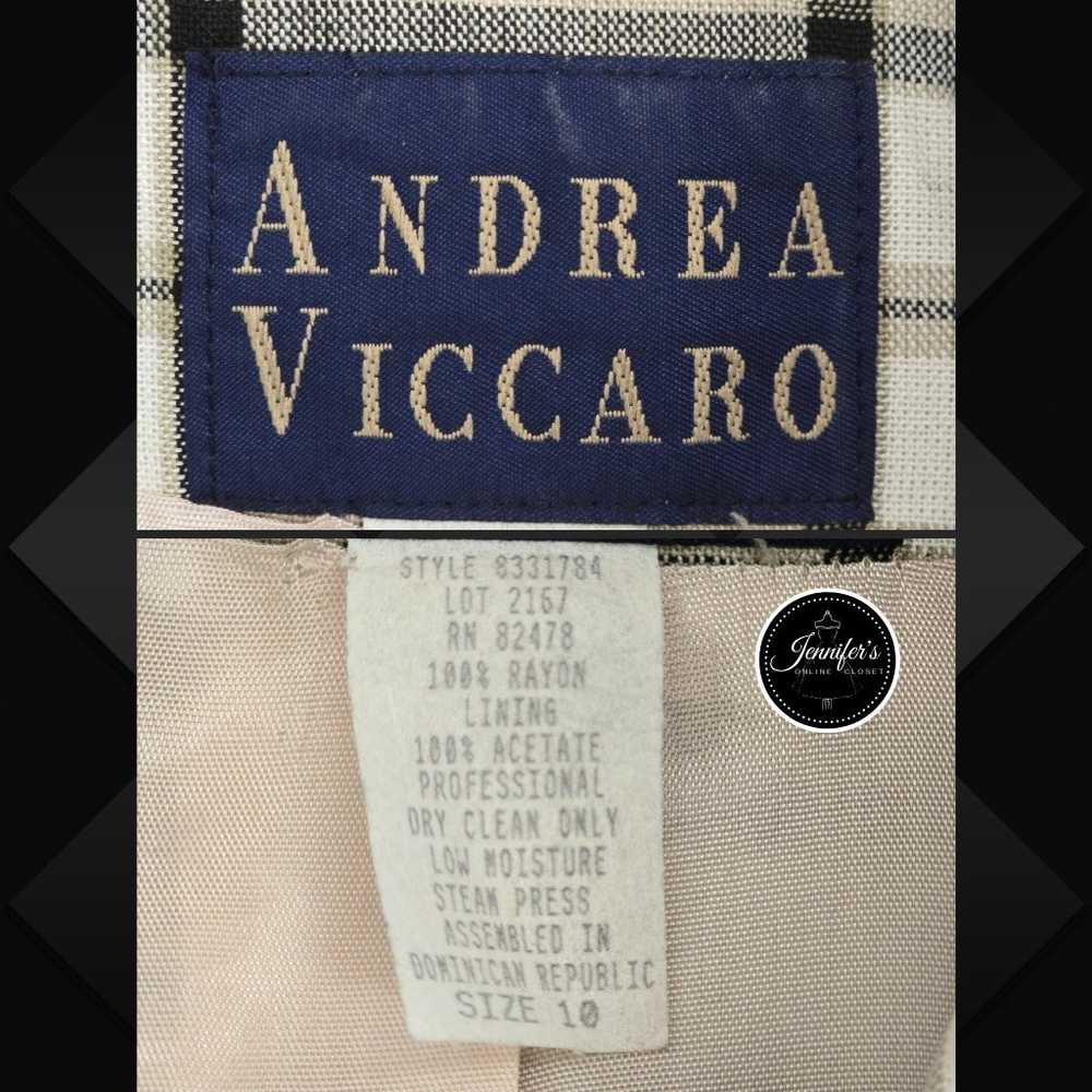 Andrea Viccaro Vintage Tan & Black Rayon Plaid Be… - image 8