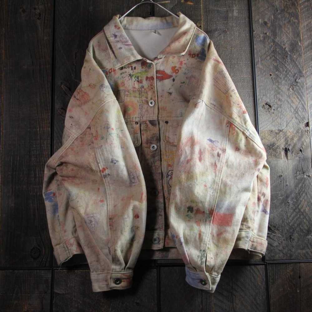 Vintage Women's G Jean Denim Jacket, Painted, Fad… - image 5