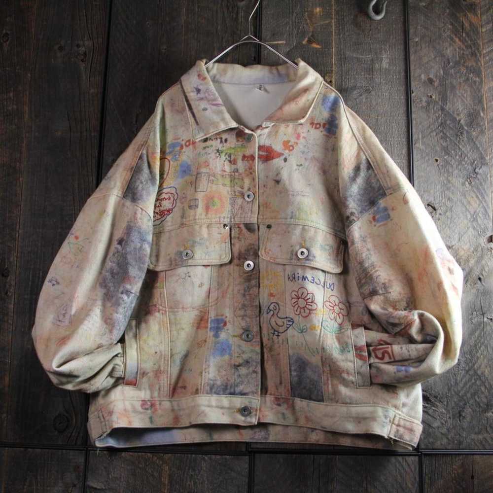 Vintage Women's G Jean Denim Jacket, Painted, Fad… - image 7