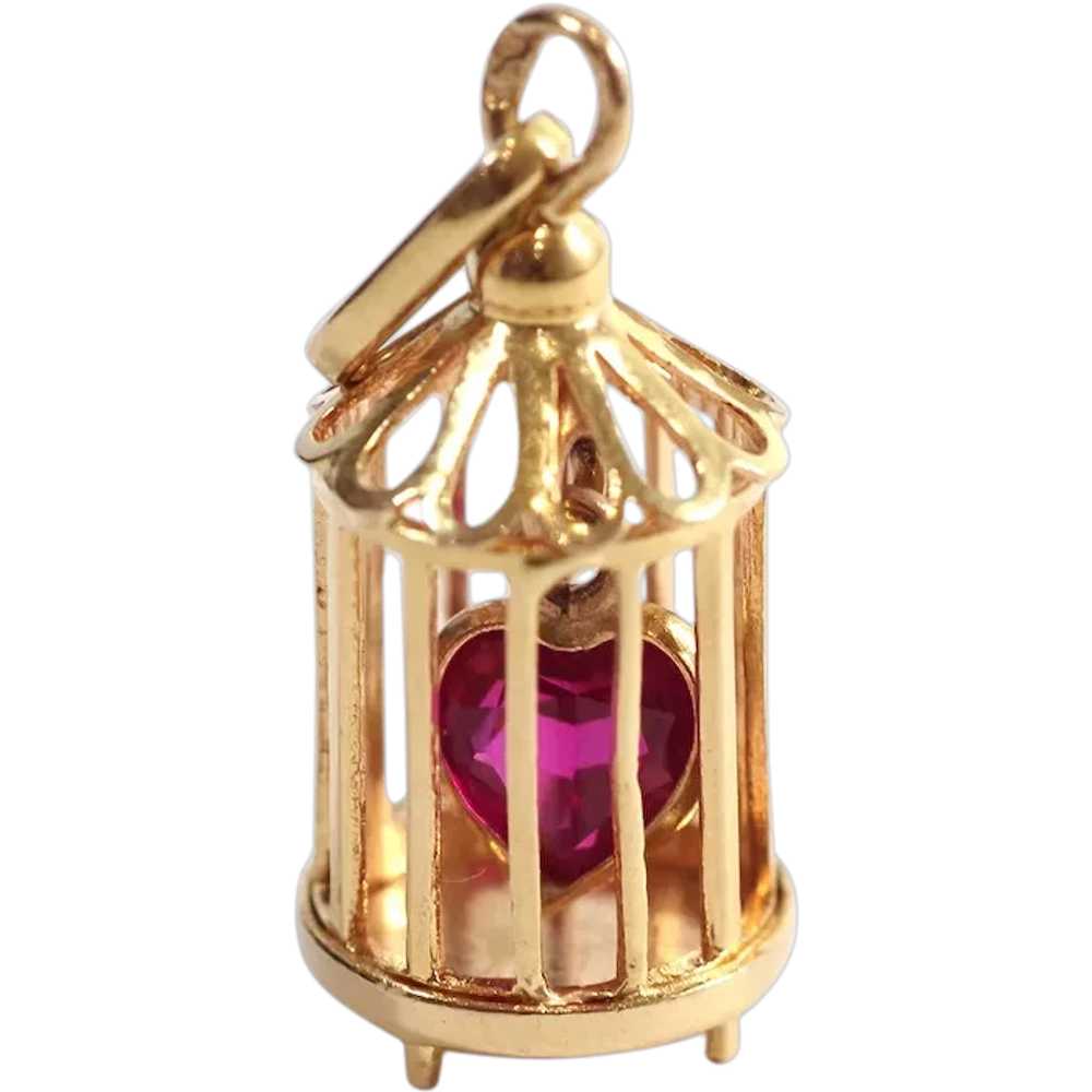 Love in cage pendant by Charles Perroud in 18k go… - image 1