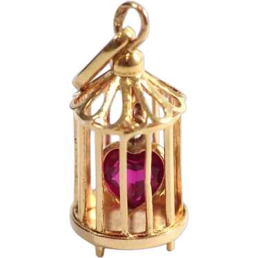 Love in cage pendant by Charles Perroud in 18k go… - image 1