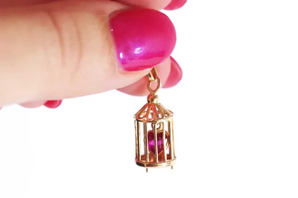 Love in cage pendant by Charles Perroud in 18k go… - image 3