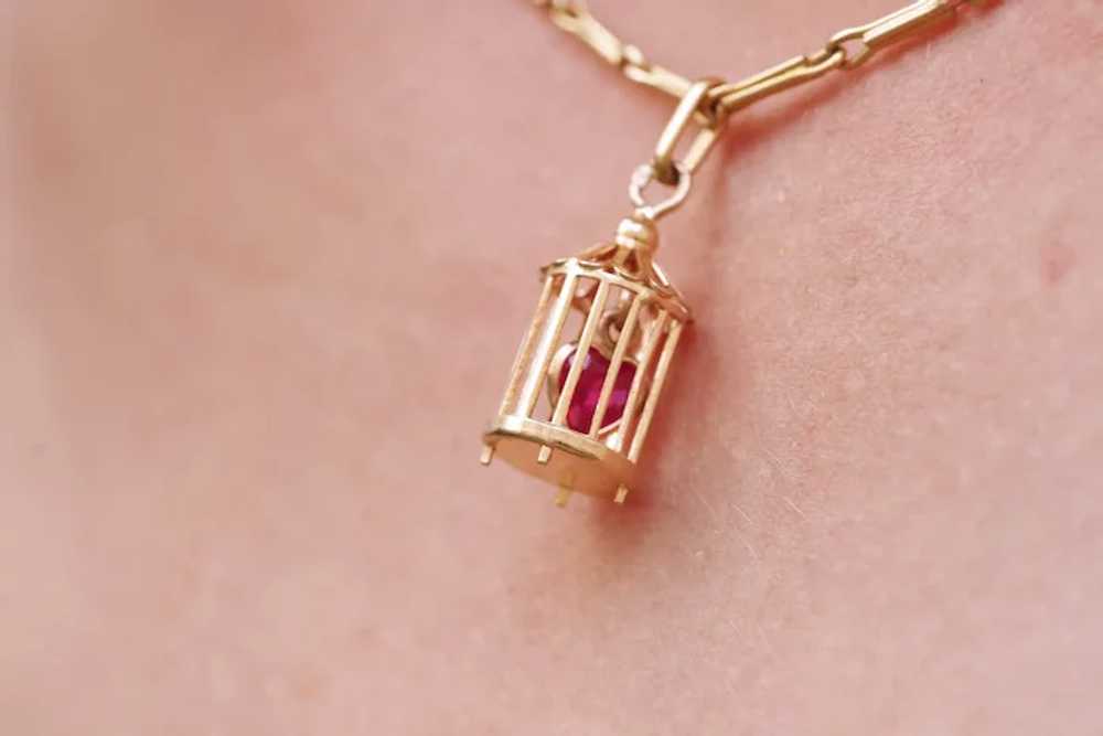 Love in cage pendant by Charles Perroud in 18k go… - image 5