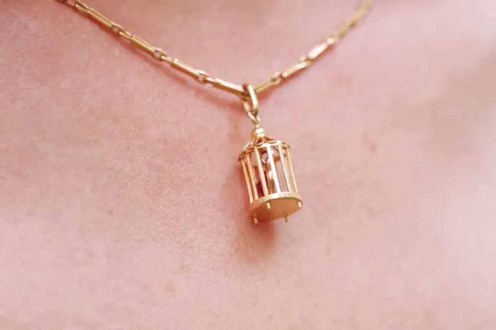 Love in cage pendant by Charles Perroud in 18k go… - image 6