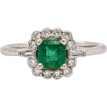 Zambian Emerald Ring w Earth Mined Diamonds in So… - image 1