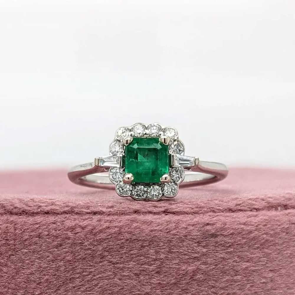 Zambian Emerald Ring w Earth Mined Diamonds in So… - image 2