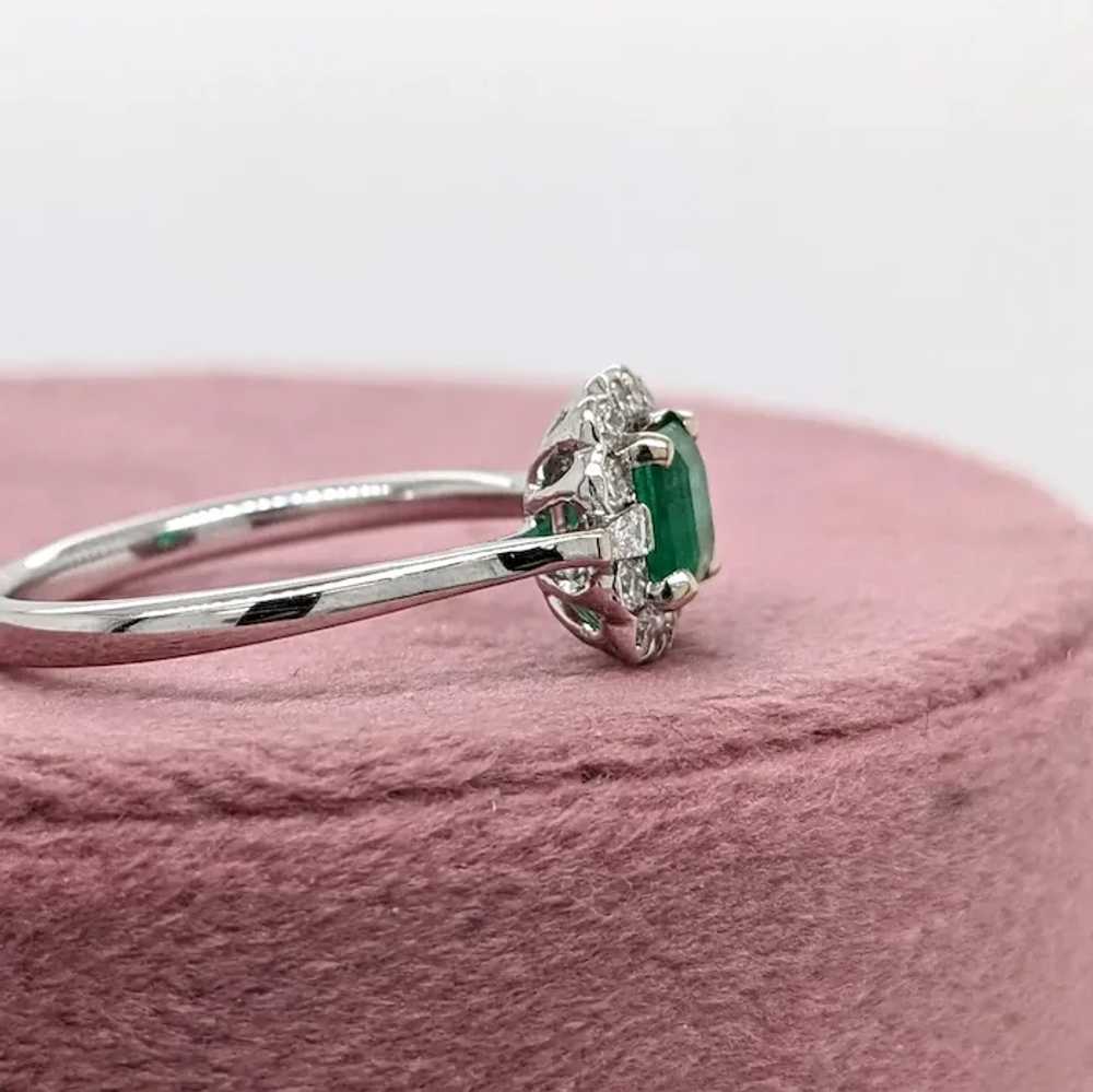 Zambian Emerald Ring w Earth Mined Diamonds in So… - image 5