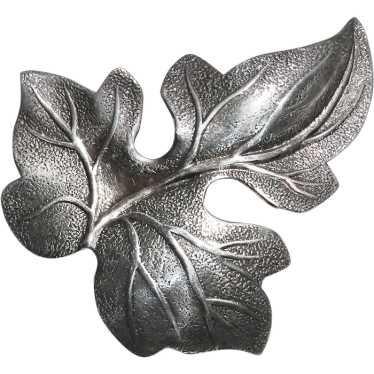 Sterling Sculpted & Textured Leaf Pin