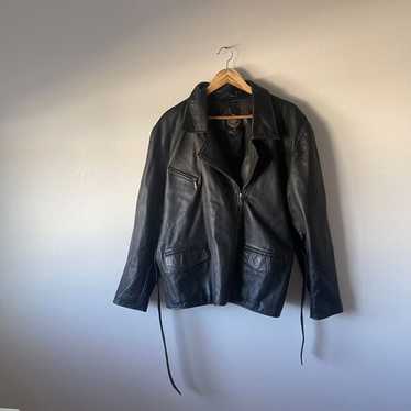 Vintage 90s Y2K Biker Style Leather Jacket - image 1