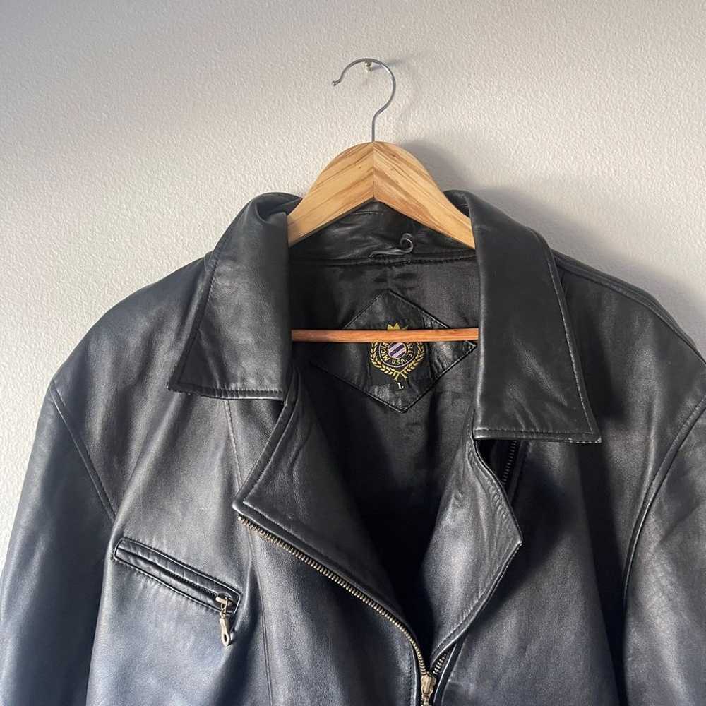 Vintage 90s Y2K Biker Style Leather Jacket - image 2