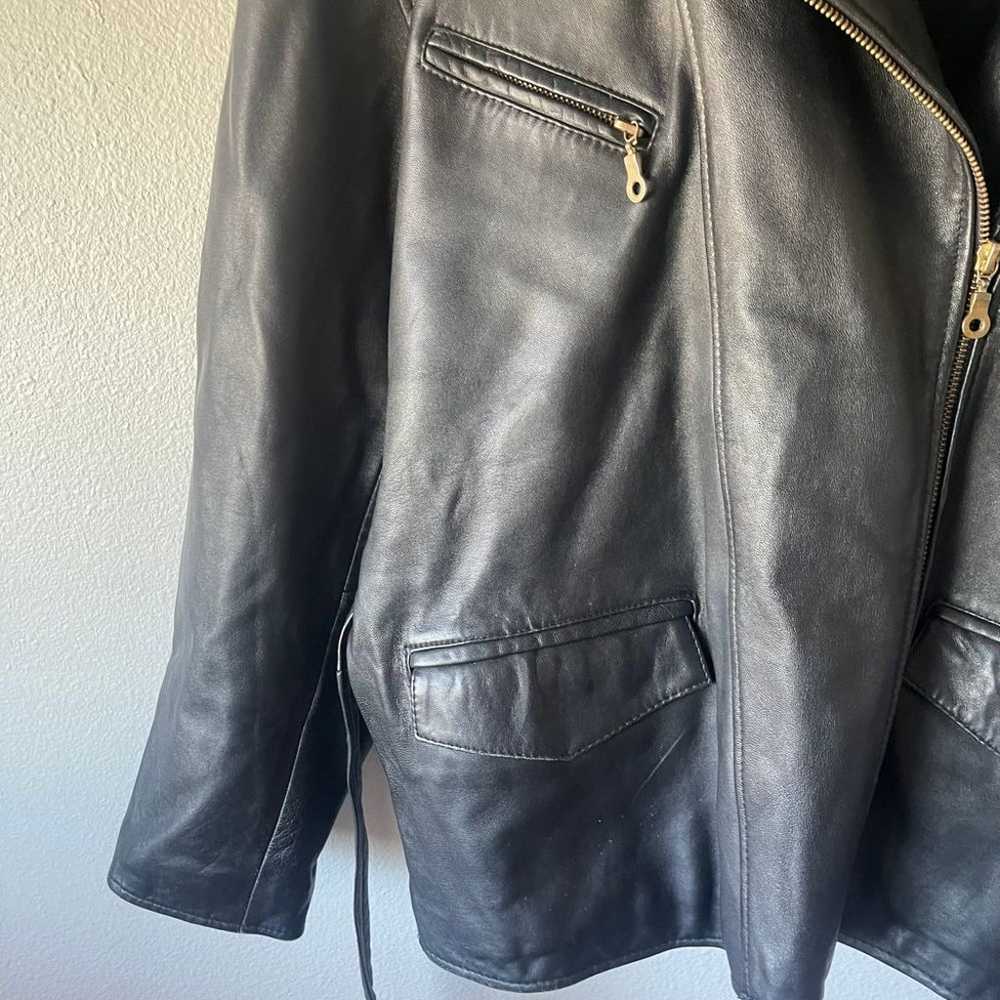 Vintage 90s Y2K Biker Style Leather Jacket - image 4