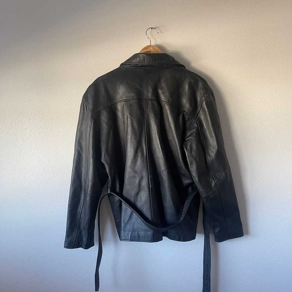 Vintage 90s Y2K Biker Style Leather Jacket - image 7