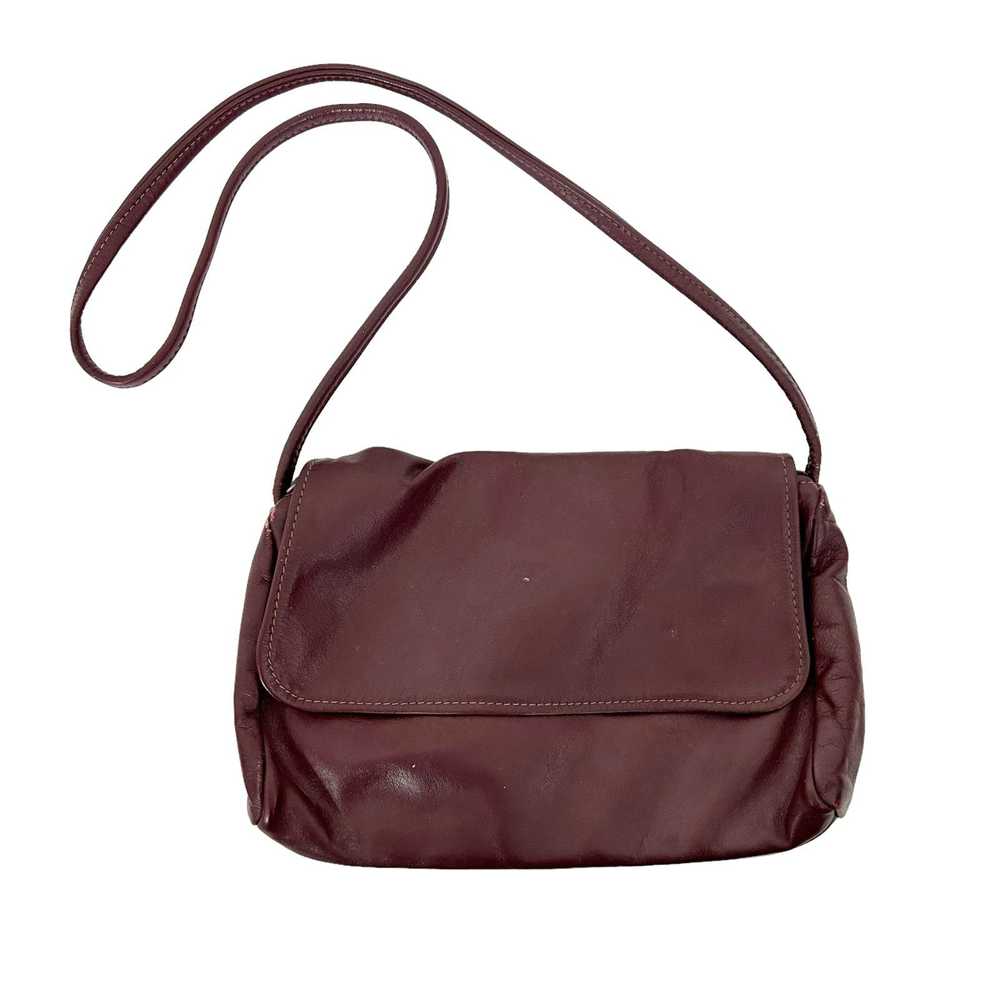 Other Vintage Made in USA Maroon Leather Crossbod… - image 8