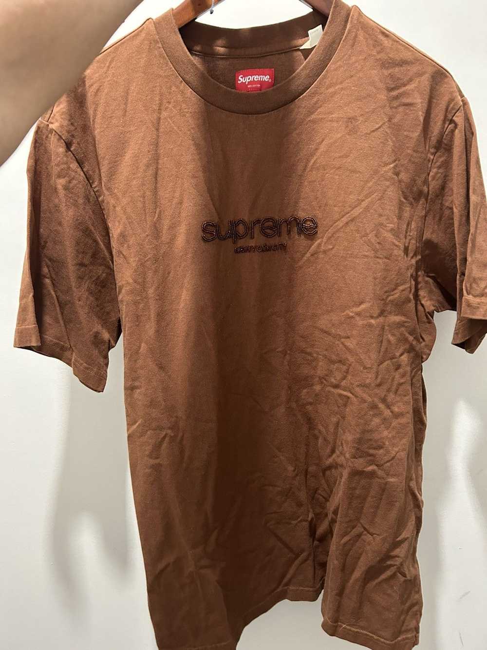 Supreme Brown Beaded Supreme Tee - image 1