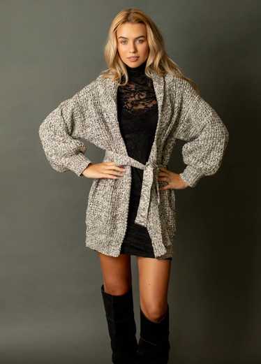 Joyfolie Aurla Cardi in Cream Black Marl