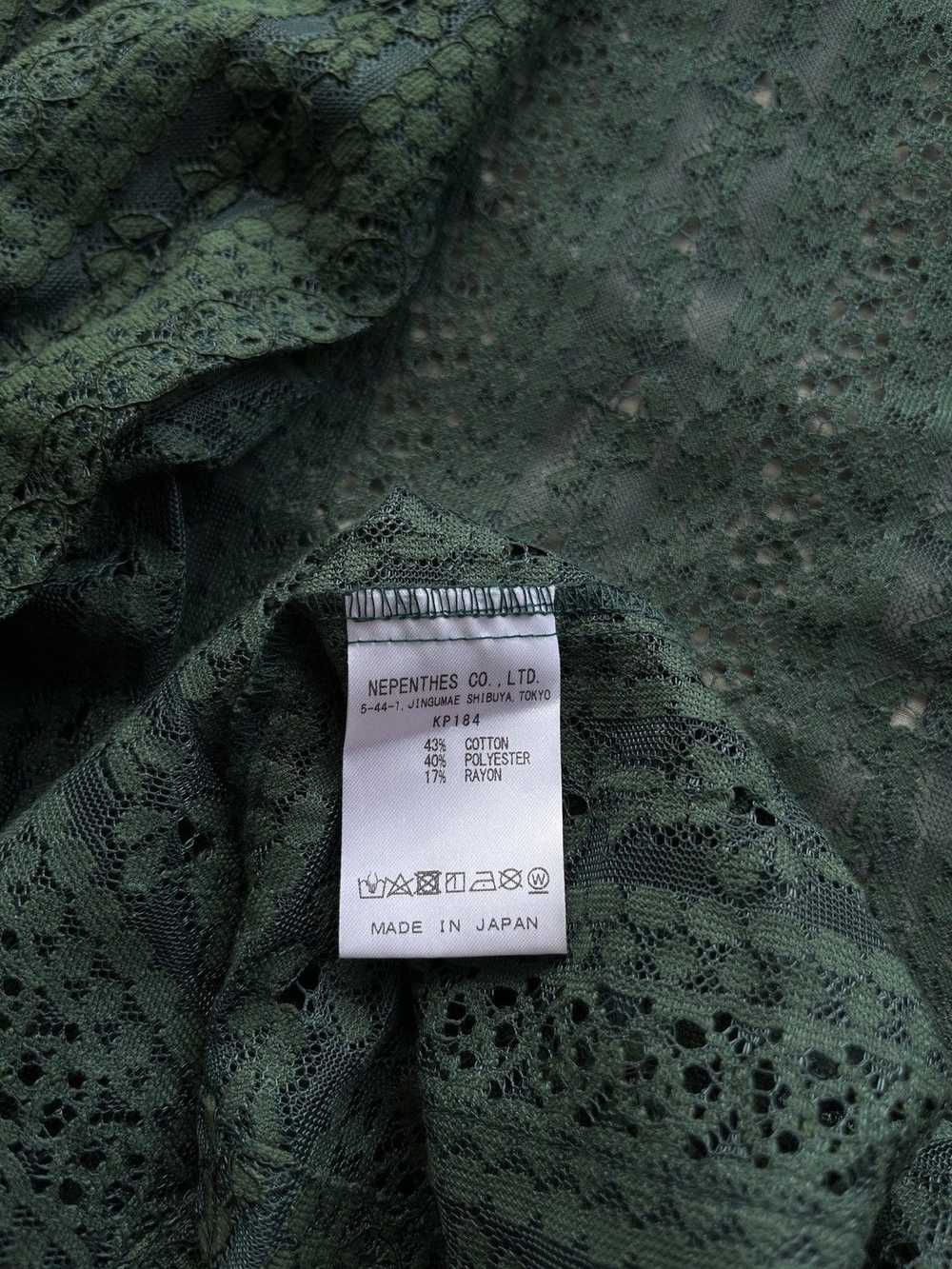 Needles Needles dark green lace short sleeve butt… - image 3