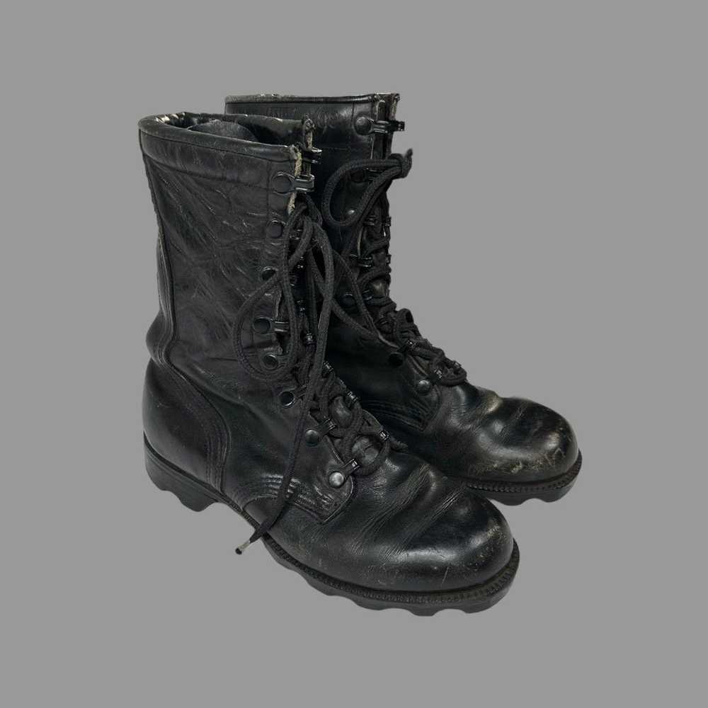 Military × Vintage Vintage 1970s black leather co… - image 1