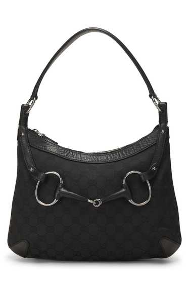 Black Original GG Canvas Horsebit Hobo