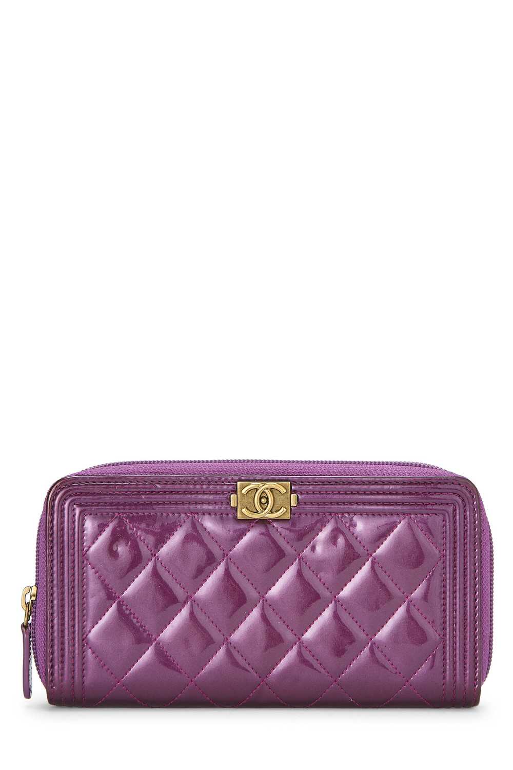 Purple Patent Boy Zip Around Wallet - image 1