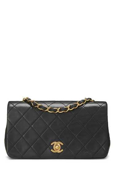 Black Quilted Lambskin Full Flap Mini