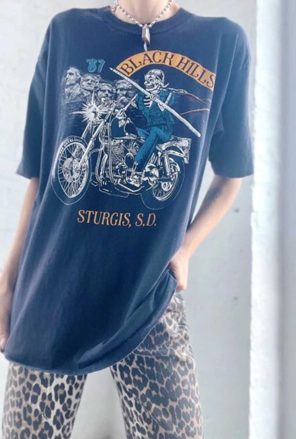 black hills skeleton biker Harley t-shirt - image 3