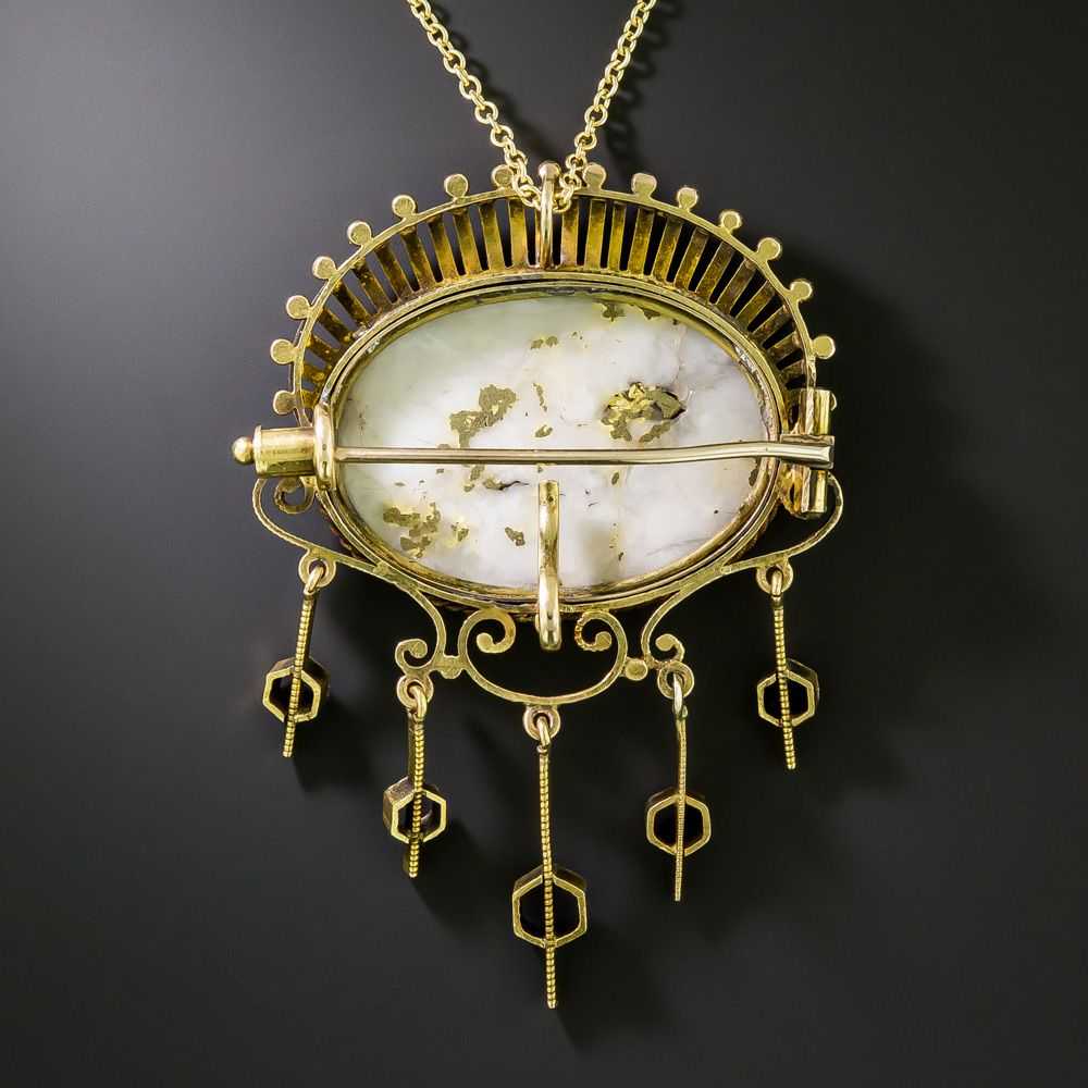 Victorian Gold-in-Quartz Brooch/Pendant - image 2