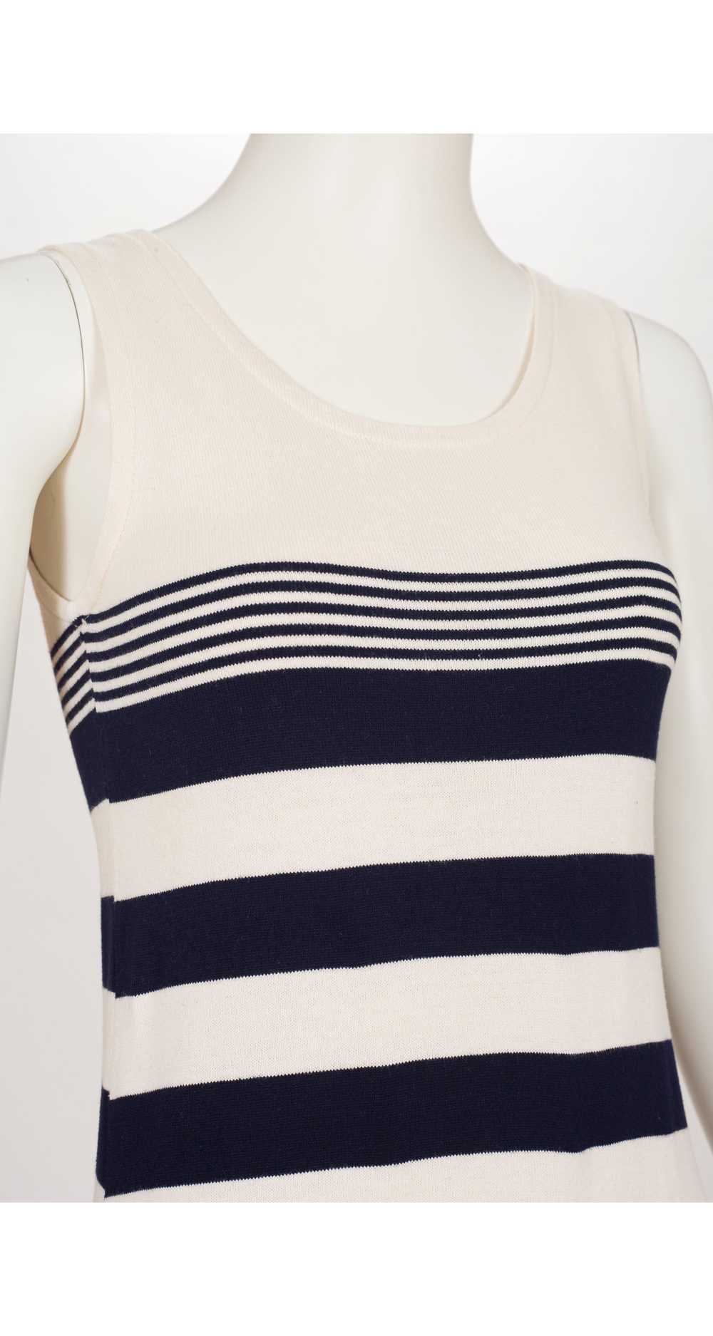 Louis Féraud 1970s Striped Cream & Navy Cotton Kn… - image 3