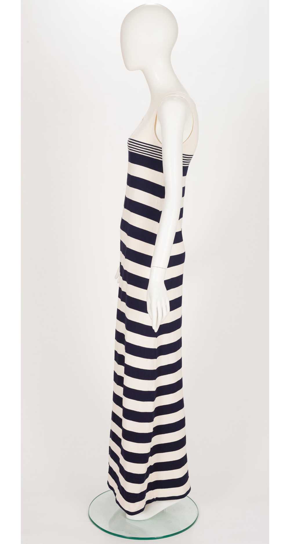 Louis Féraud 1970s Striped Cream & Navy Cotton Kn… - image 5