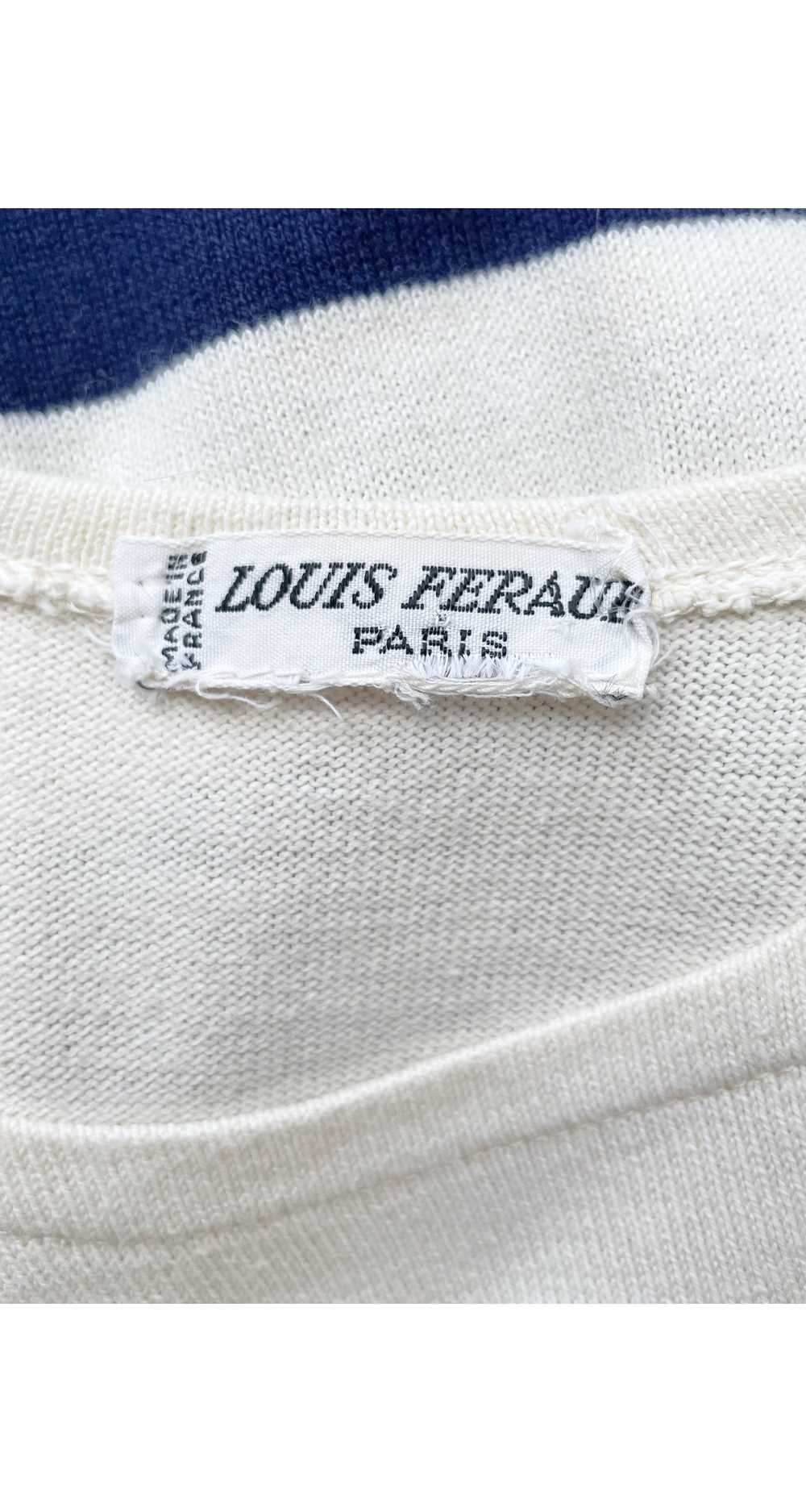 Louis Féraud 1970s Striped Cream & Navy Cotton Kn… - image 6